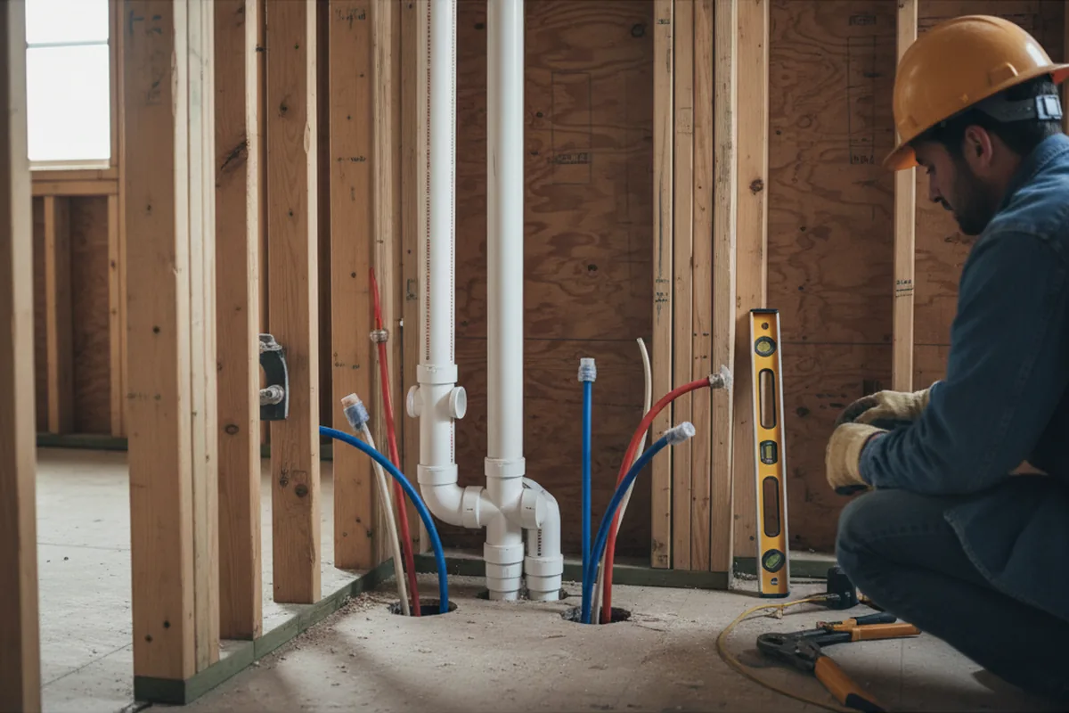 Drain and supply rough-in during Leak Detection in Knoxville